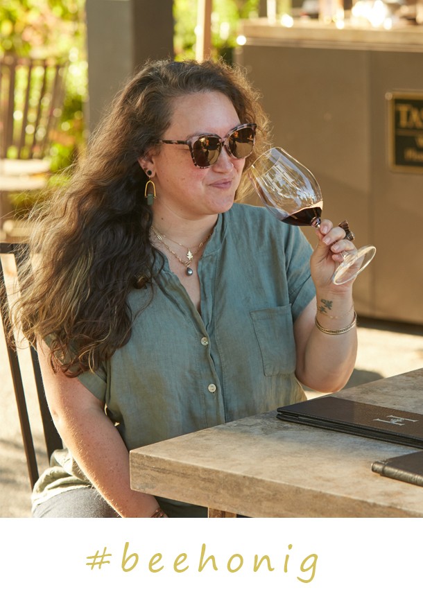 Lady enjoying the Fly By Tasting at Honig.